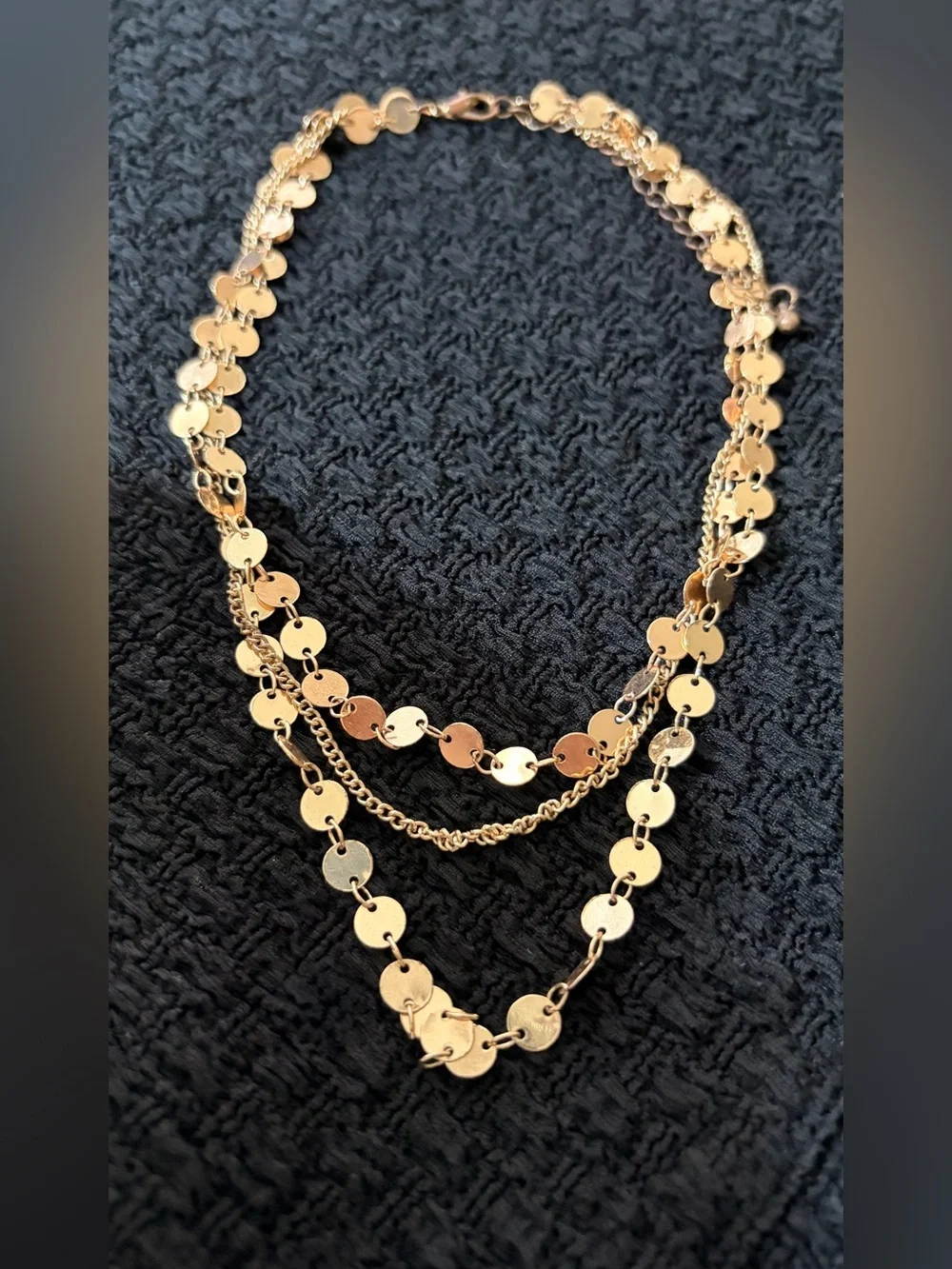 Statement Gold-Tone Layered Disc Necklace